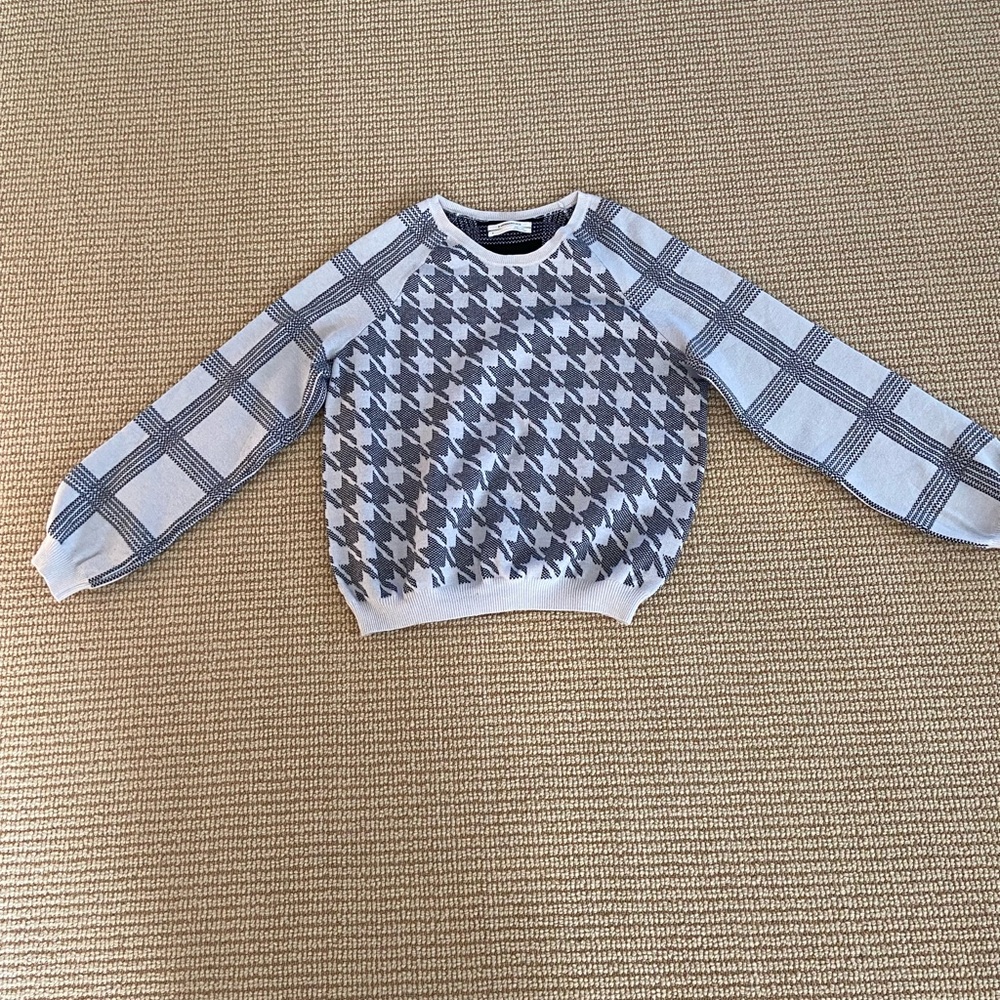 Anthropologie Black and White Houndstooth Sweater